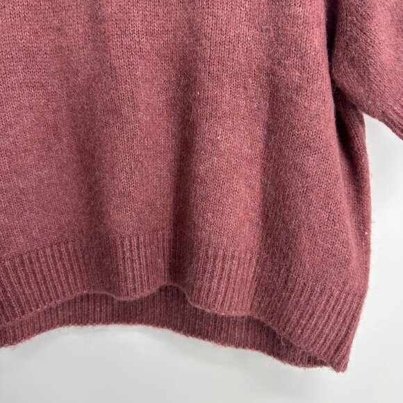 Express Puff Sleeve Sweater M Crew Neck Short Sleeves Fuzzy Ginger Dusty Rose - Picture 6 of 8